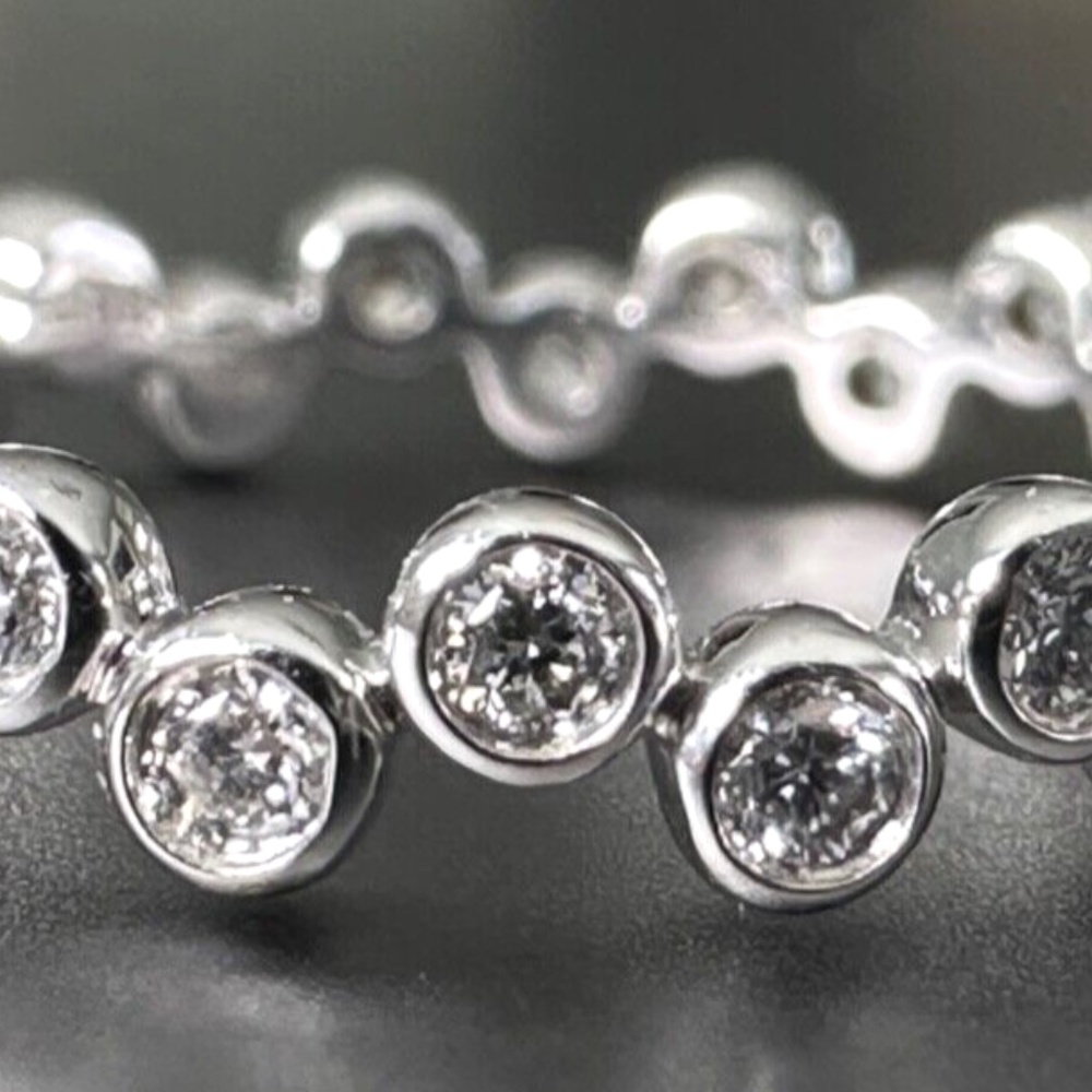 Designer A. JAFFE ~ 18K White Gold Bezel Set Diamond Eternity Ring Band ~NEW - Picture 5 of 14